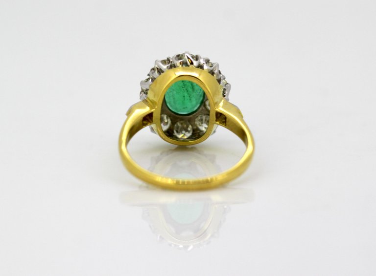 Vintage Emerald and Diamond Cluster Ring