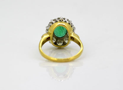 Vintage Emerald and Diamond Cluster Ring