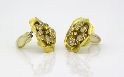 Vintage Boris Lebeau Diamond Clip On Earrings