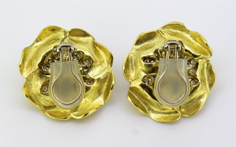 Vintage Boris Lebeau Diamond Clip On Earrings