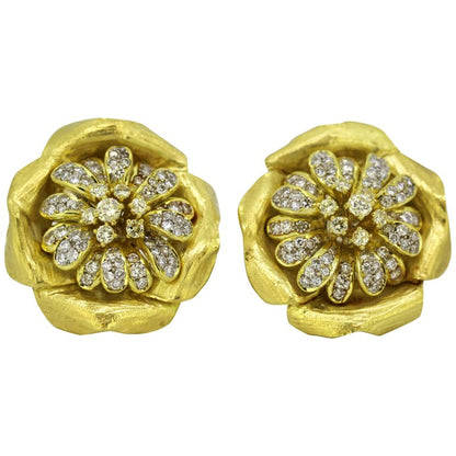 Vintage Boris Lebeau Diamond Clip On Earrings