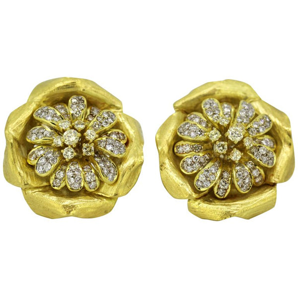 Vintage Boris Lebeau Diamond Clip On Earrings