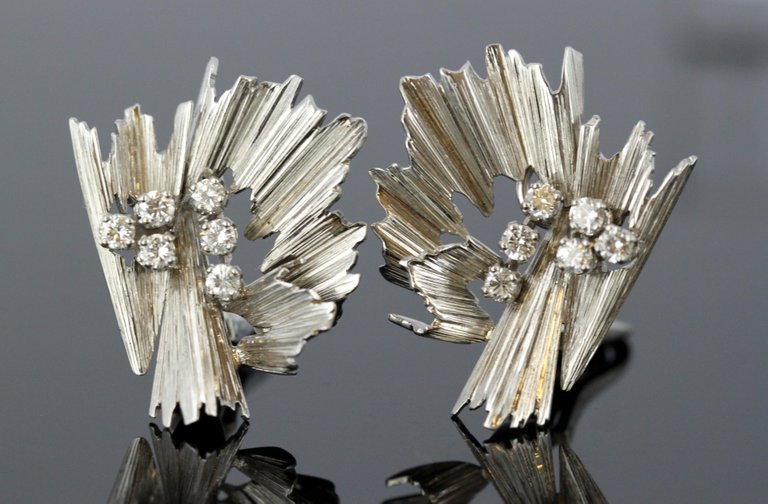 Vintage Boucheron Diamond Clip On Earrings