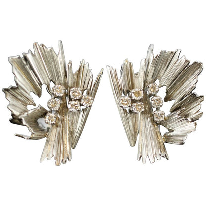 Vintage Boucheron Diamond Clip On Earrings
