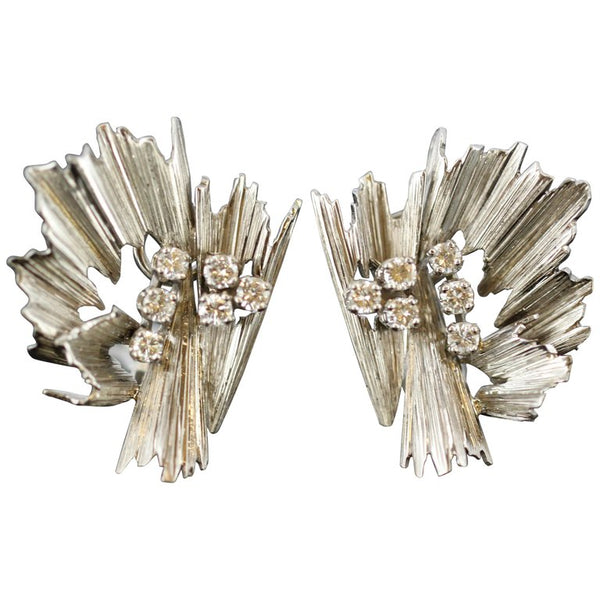 Vintage Boucheron Diamond Clip On Earrings