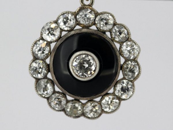 Antique Victorian Onyx and Diamond Earrings