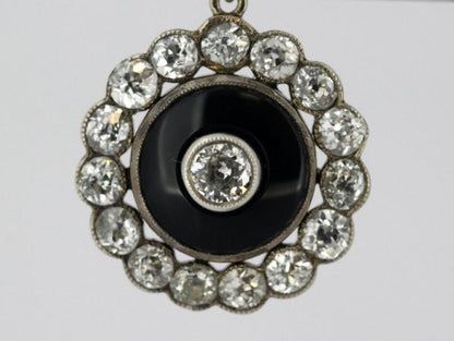 Antique Victorian Onyx and Diamond Earrings