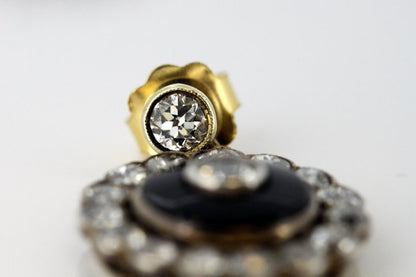 Antique Victorian Onyx and Diamond Earrings