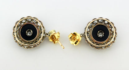 Antique Victorian Onyx and Diamond Earrings