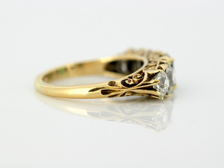 Vintage Emerald and Diamond Five Stone Ring