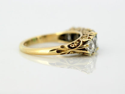 Vintage Emerald and Diamond Five Stone Ring