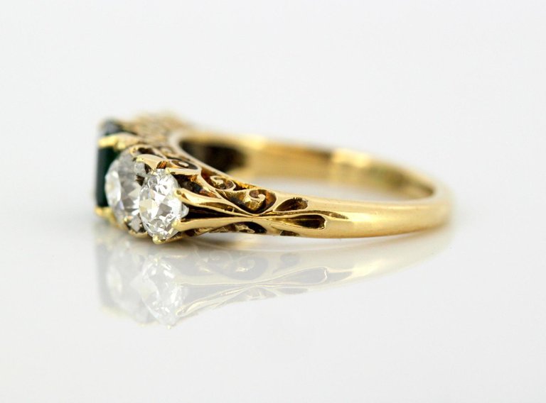 Vintage Emerald and Diamond Five Stone Ring
