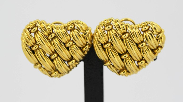 Vintage Tiffany and Co. 18ct Yellow Gold Heart Earrings