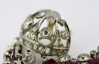 Vintage Ruby and Diamond Screw Back Chandelier Earrings