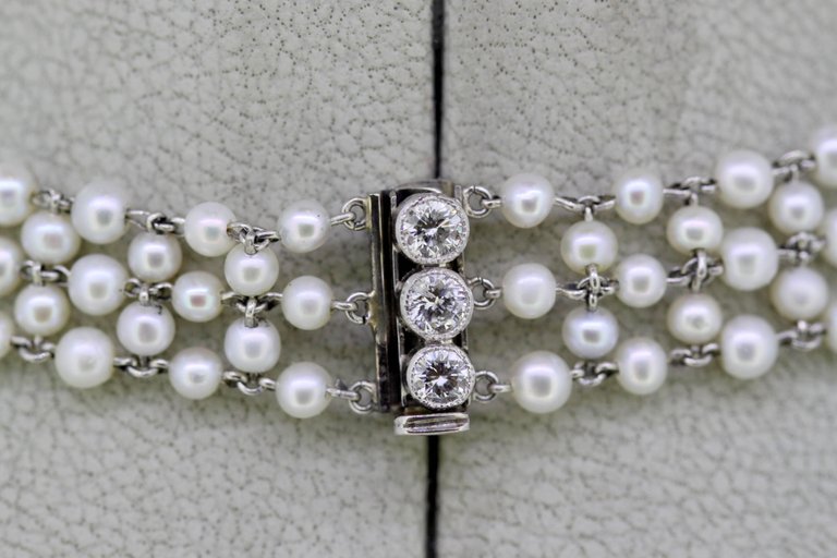 Antique Art Deco Freshwater Pearl and Diamond Necklace
