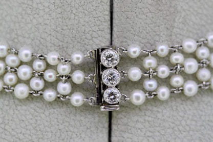 Antique Art Deco Freshwater Pearl and Diamond Necklace