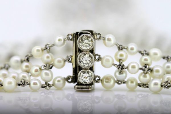 Antique Art Deco Freshwater Pearl and Diamond Necklace