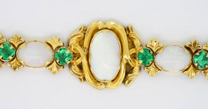 Antique Victorian Opal and Emerald Bracelet