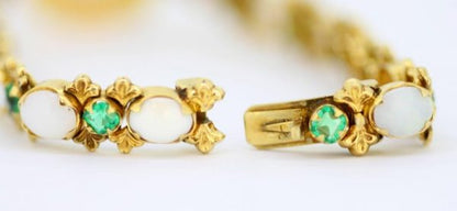 Antique Victorian Opal and Emerald Bracelet