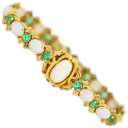 Antique Victorian Opal and Emerald Bracelet