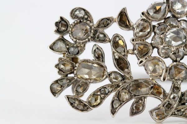 Antique Victorian Rose Cut Diamond Brooch