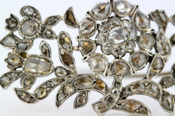 Antique Victorian Rose Cut Diamond Brooch