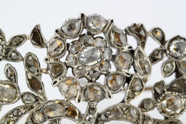 Antique Victorian Rose Cut Diamond Brooch