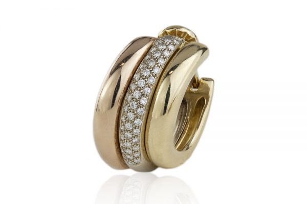 Vintage Cartier Trinity Diamond 18ct Yellow Gold Clip On Earrings