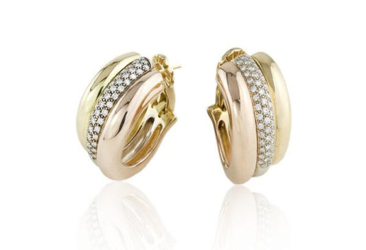 Vintage Cartier Trinity Diamond 18ct Yellow Gold Clip On Earrings