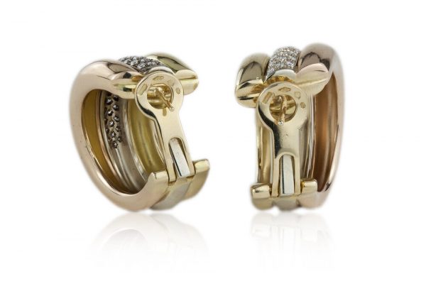 Vintage Cartier Trinity Diamond 18ct Yellow Gold Clip On Earrings
