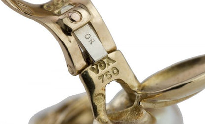 Vintage Van Cleef & Arpels Ladies 18ct Gold Clip-On Earrings with Natural Pearls