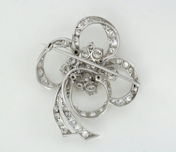 Vintage 1950s Floral Diamond Platinum Brooch, 6.00ct Total