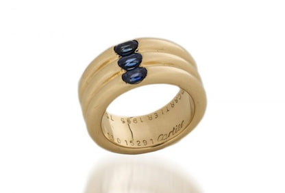 Vintage Cartier Triple Band Sapphire Ring in 18ct Yellow Gold