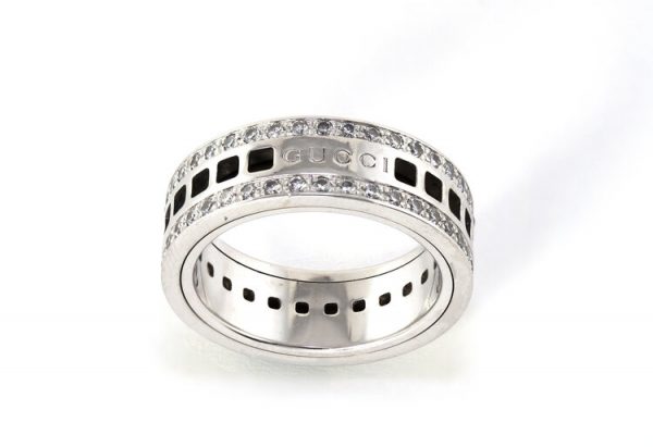 Gucci 18ct White Gold Spinning Ring with Diamonds