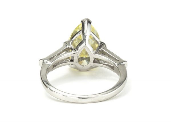 4.01ct Fancy Intense Yellow Diamond Platinum Ring