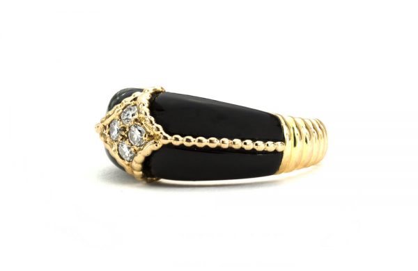 Van Cleef and Arpels Onyx and Diamond Ring in 18ct Yellow Gold