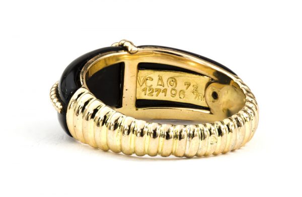 Van Cleef and Arpels Onyx and Diamond Ring in 18ct Yellow Gold