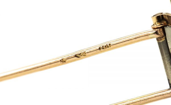 Vintage Swiss 18ct Gold Brooch with Diamonds and Lapis Lazuli