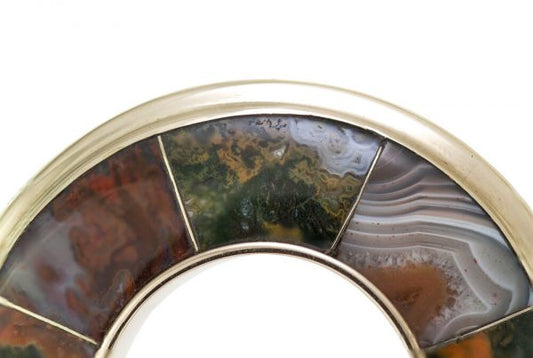 Antique Victorian 18ct Scottish Agate Round Brooch and Pendant , Circa 1870's