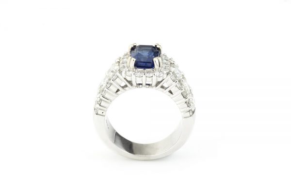 2.81ct Natural Corundum Sapphire and Diamond 18ct White Gold Ring