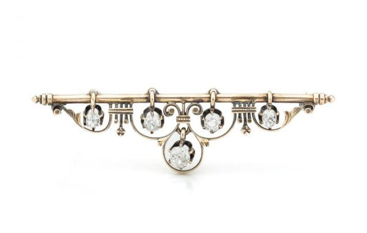 Antique Victorian Diamond and Gold Brooch
