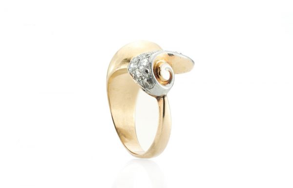 Antique Art Nouveau Diamond Swirl Motif Ring, 18ct Gold