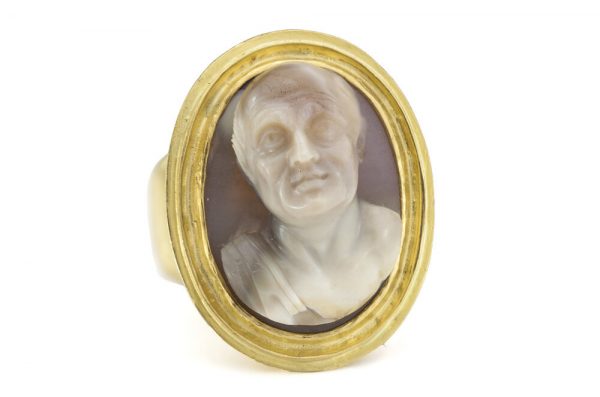 Antique Georgian 22ct Gold Hardstone Cameo Ring Attributed to Antonio Berini