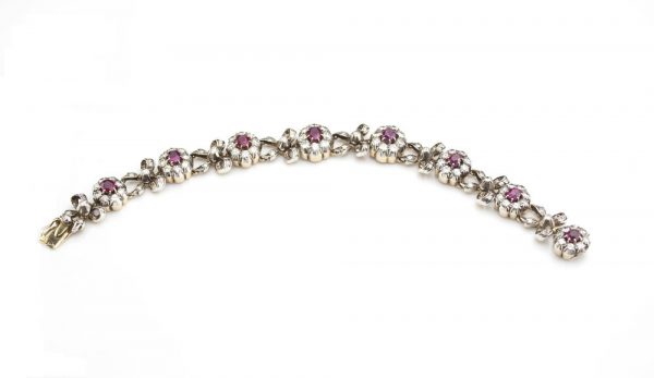 Fine Antique Victorian Ruby and Diamond Cluster Bracelet, 4.15ct