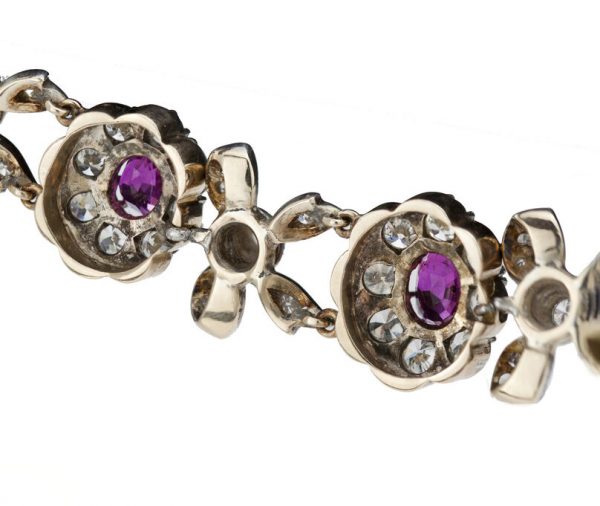 Fine Antique Victorian Ruby and Diamond Cluster Bracelet, 4.15ct