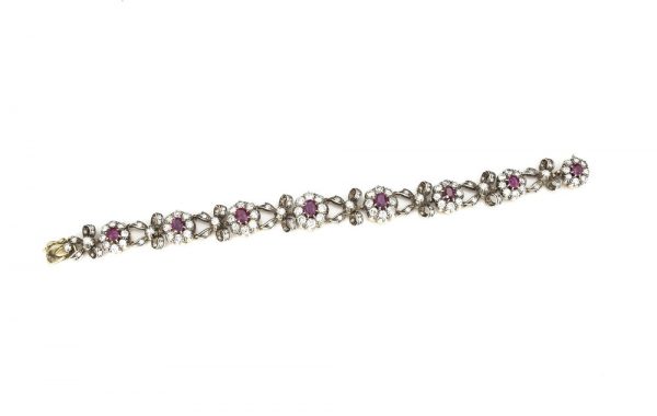 Fine Antique Victorian Ruby and Diamond Cluster Bracelet, 4.15ct