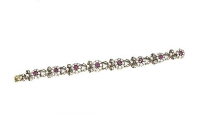 Fine Antique Victorian Ruby and Diamond Cluster Bracelet, 4.15ct