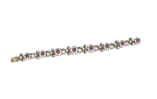 Fine Antique Victorian Ruby and Diamond Cluster Bracelet, 4.15ct