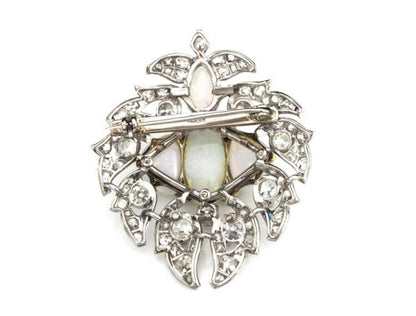 Antique Victorian Opal and Diamond Brooch, Platinum