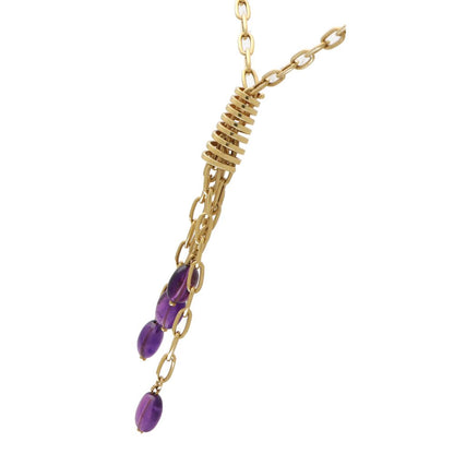Vintage Italian Gold Amethyst Tassel Necklace
